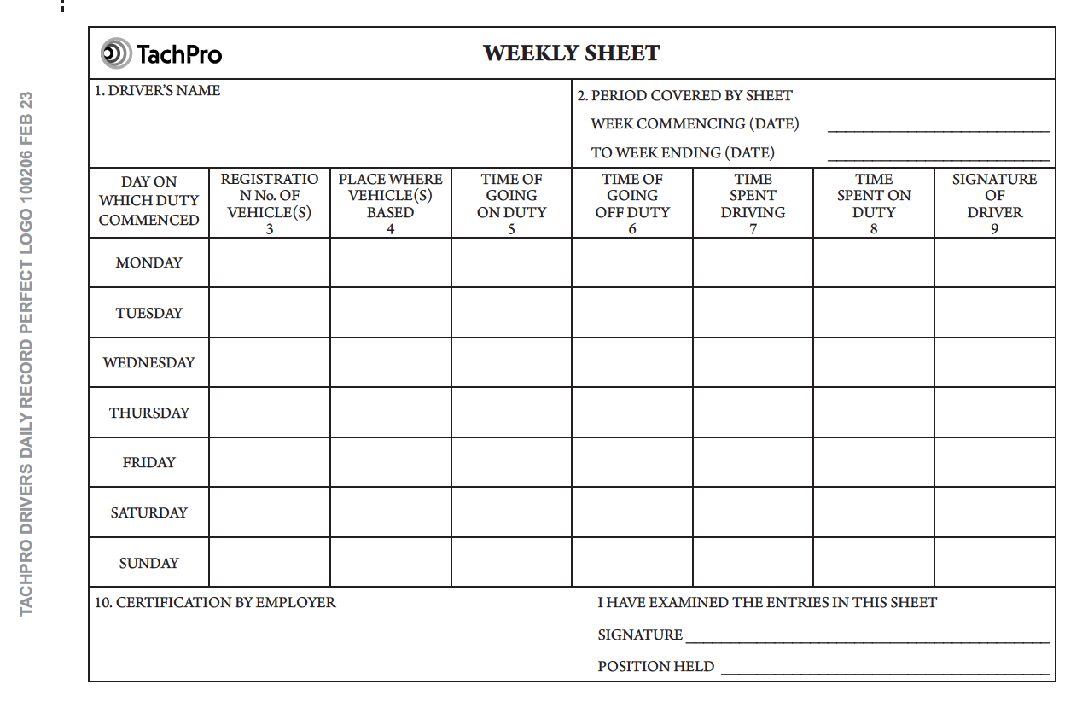 Drivers Hour Record Book