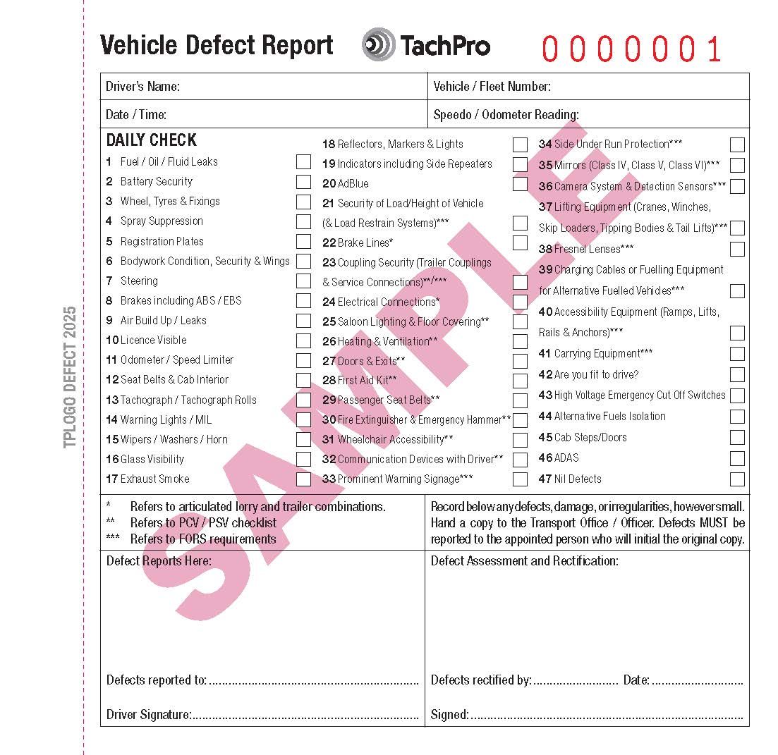 20 Page Duplicate Vehicle Daily Check & Defect Book