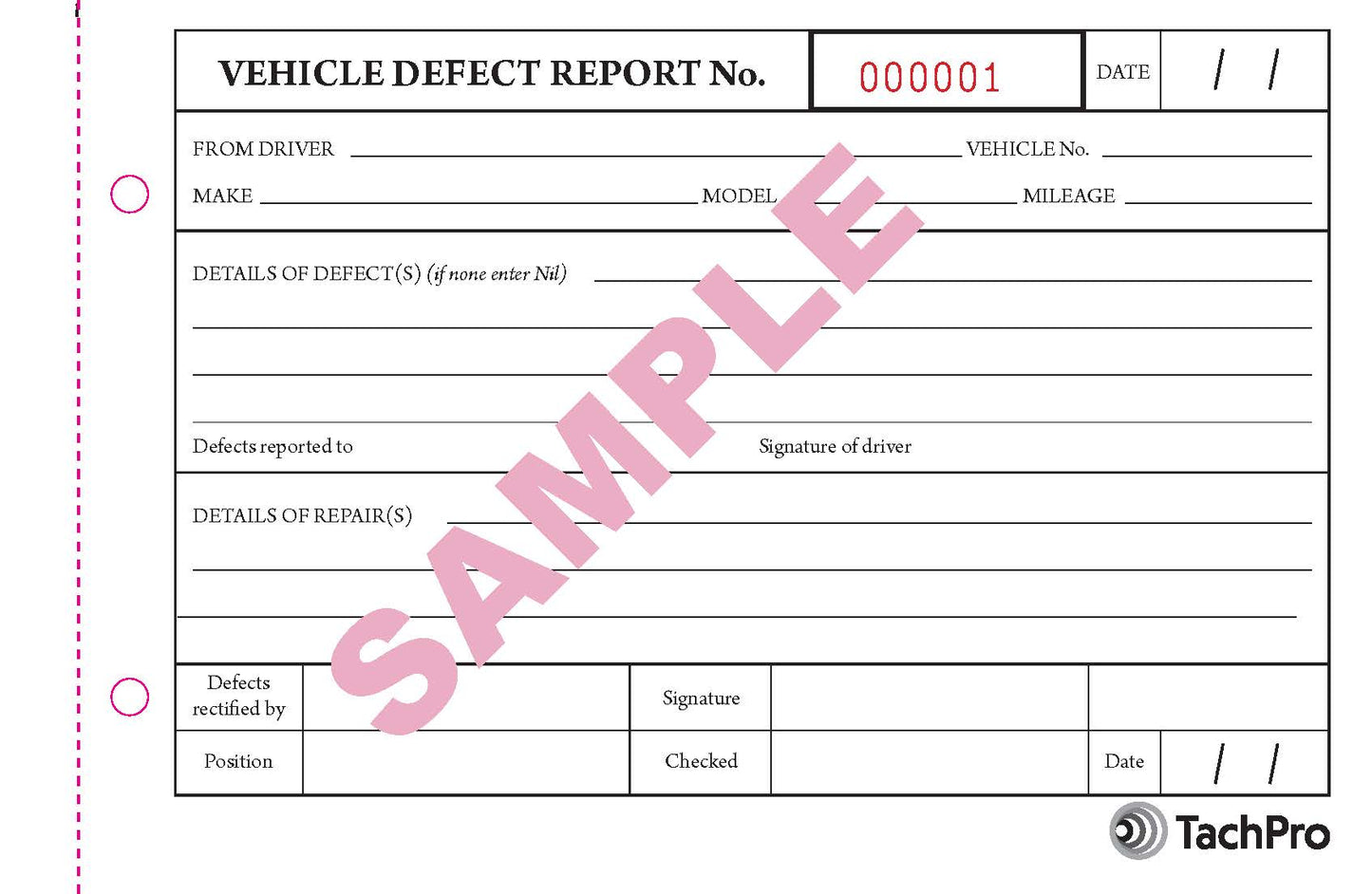 Vehicle Defect Report Book