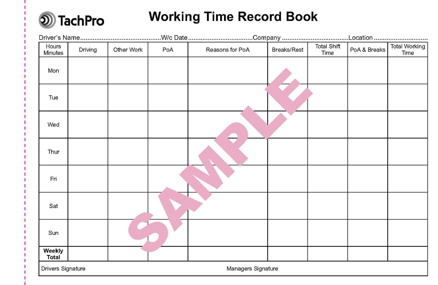 Working Time Record Book - 26 Duplicate Pages