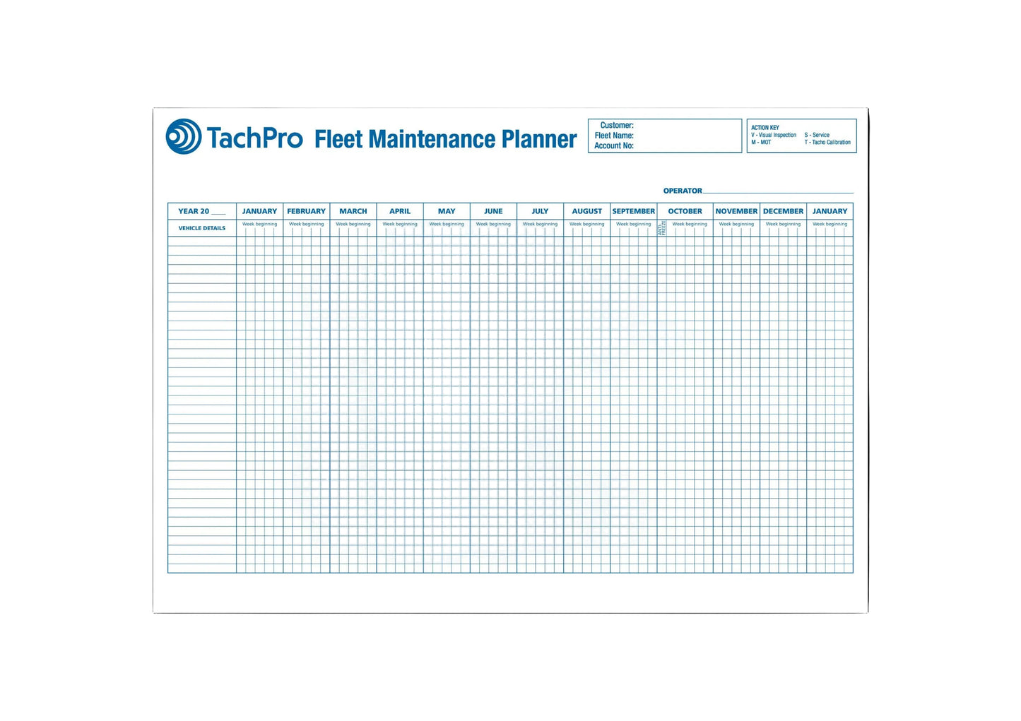 A1 Vehicle Maintenance & Record Wall Chart