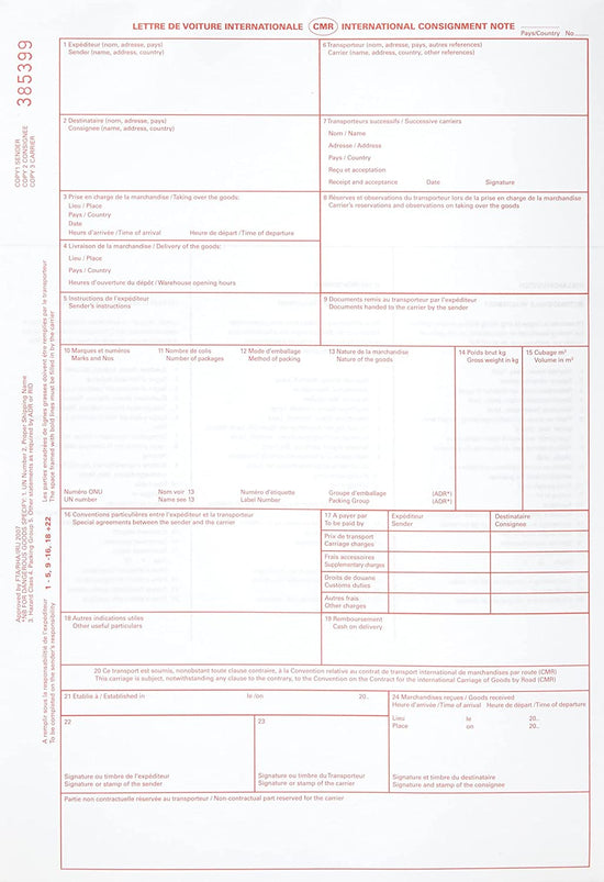 Cmr Consignment Note Examples CMR Consignment Notes - 4 Part - 100 sets per pack – TachPro