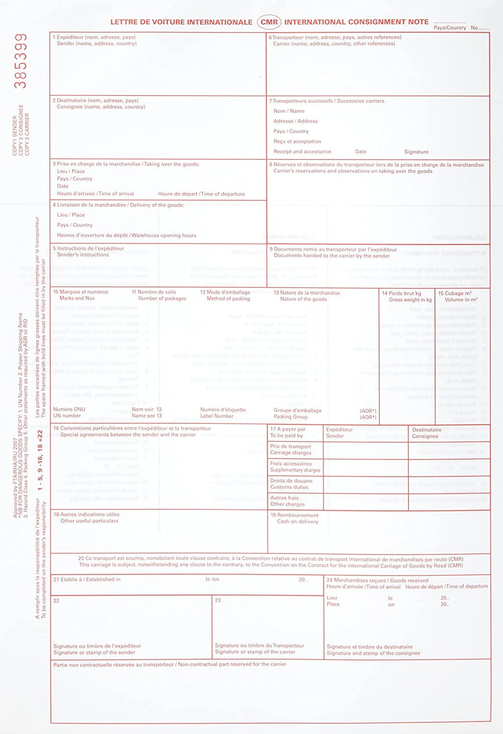 CMR Consignment Notes - 4 Part - 100 sets per pack – TachPro