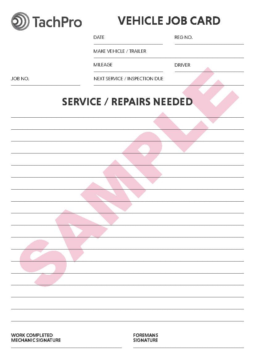 Work Card Drove A6 Vehicle Job Cards - 50 Per Pack – TachPro