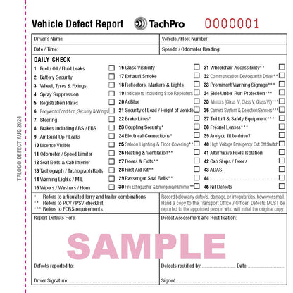 50 Page Triplicate Vehicle Daily Check & Defect Book