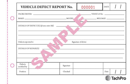 Vehicle Defect Report Book