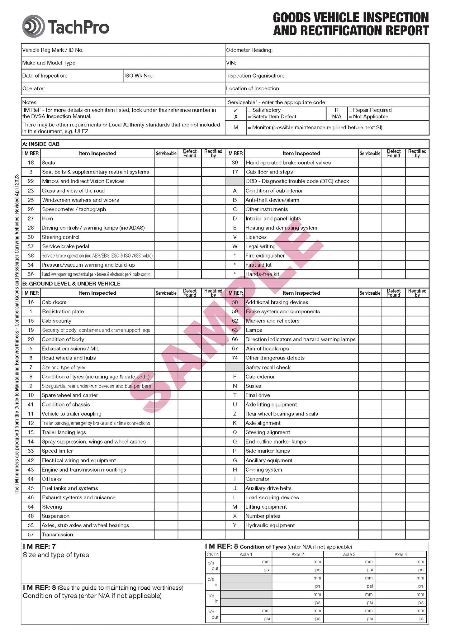 Goods Vehicle Inspection & Maintenance Pad