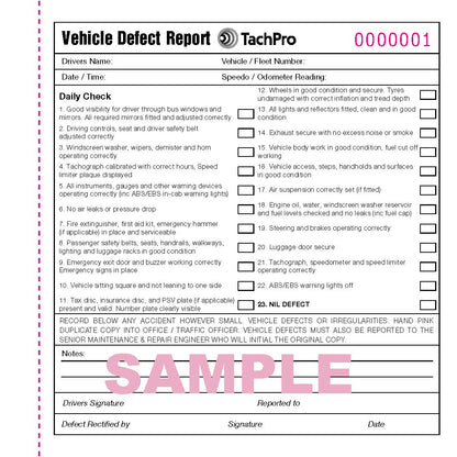 Irish Bus & PSV Daily Defect Book 50 Page Duplicate