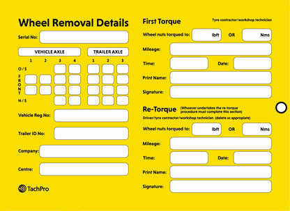 Wheel Nut Torque Tag Label -  10 Per Pack