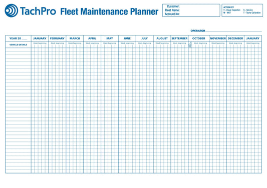 A1 Vehicle Maintenance & Record Wall Chart